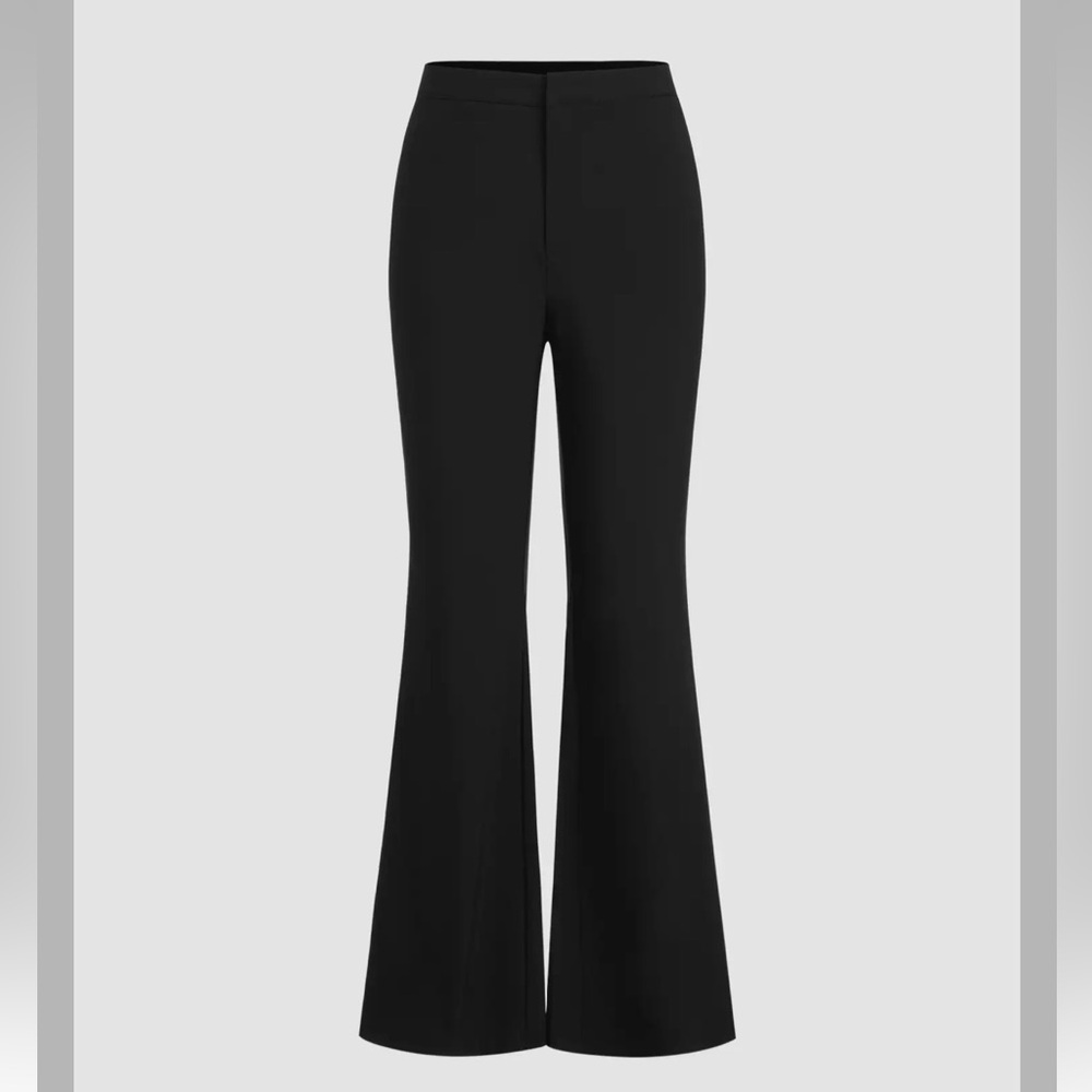 Stretch mid rise flared trousers